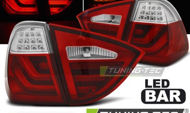 Задние фонари тюнинг BMW 3 E91 красно-белые с диодными поворотами фото