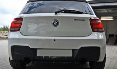 Центральна та бічні накладки на задній бампер BMW 1 F20/F21 M-Power (дост.) фото