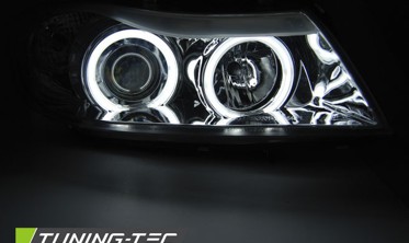 Хром фари передні BMW E90 / E91 дорестайл з білими кільцями CCFL фото
