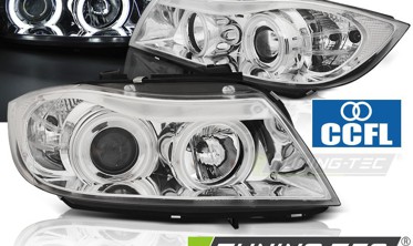 Хром фари передні BMW E90 / E91 дорестайл з білими кільцями CCFL фото