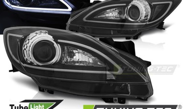 Чорні тюнінг передні фари MAZDA 3 TUBE LIGHT фото