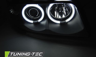 Фары передние Audi A4 B5 черные с ангельскими глазками CCFL фото