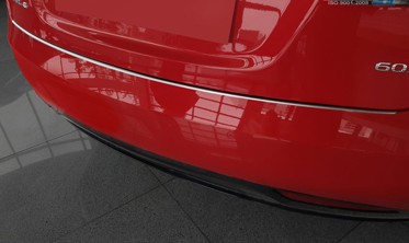 Защитная накладка на бампер с загибом Tesla Model S Liftback (сталь+carbon red) фото