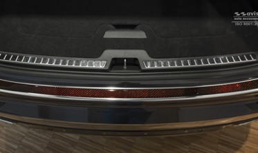 Накладка на бампер Volvo XC90 (сталь+carbon red) фото