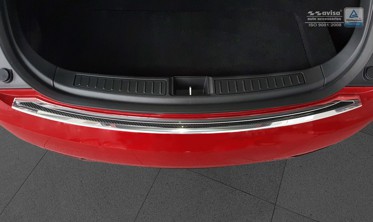Захисна накладка на бампер із загином Tesla Model S Liftback (сталь+carbon) фото