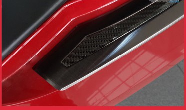 Захисна накладка на бампер із загином Tesla Model S Liftback (чорна сталь+carbon) фото