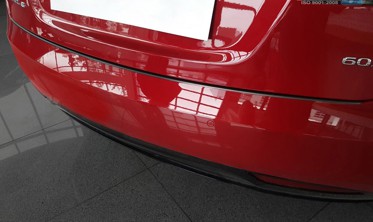 Захисна накладка на бампер із загином Tesla Model S Liftback (чорна сталь+carbon) фото