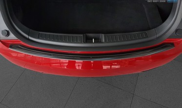Захисна накладка на бампер із загином Tesla Model S Liftback (чорна сталь+carbon) фото