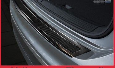 Накладка на бампер Volkswagen Tiguan II (черная сталь+carbon) фото