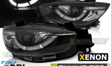 Черные фары передние MAZDA CX-5 дорестайл под заводской ксенон фото