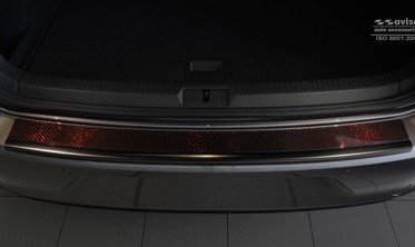 Накладка на бампер с загибом Volkswagen Golf VII Hatchback (черная сталь+carbon red) фото