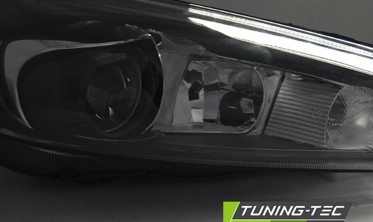 Черные фары передние с ДХО FORD FOCUS MK3 рестайл (LED OEM) фото