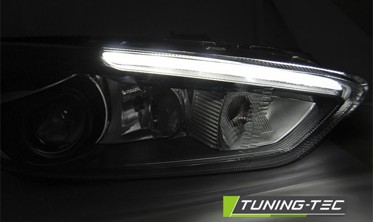 Черные фары передние с ДХО FORD FOCUS MK3 рестайл (LED OEM) фото