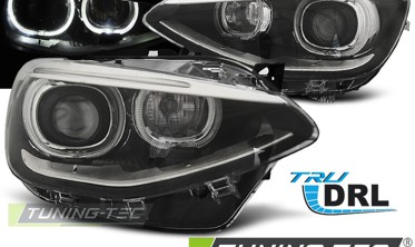 Тюнінгові фари передні BMW F20 / F21 чорні з лед кільцями  фото