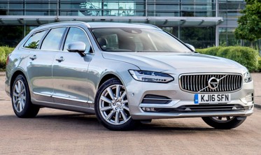 Накладка на бампер с загибом и ребрами Volvo V90 Kombi (черная) фото