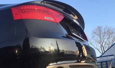 Диффузор заднего бампера Audi A5 Sportback стиль S-line с двумя вырезами  фото