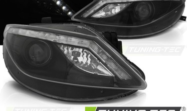 Тюнінг передні фари SEAT IBIZA 4 6J чорні з діодним рядком фото
