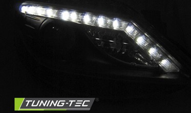 Тюнінг передні фари SEAT IBIZA 4 6J чорні з діодним рядком фото