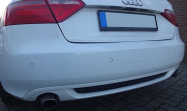 Диффузор заднего бампера Audi A5 coupe стиль S-line с двумя вырезами  фото