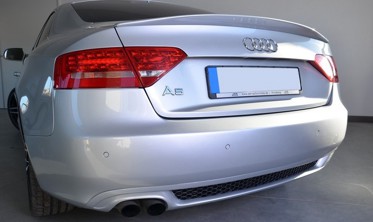 Диффузор заднего бампера Audi A5 сoupe в стиле S-line с одним вырезом  фото
