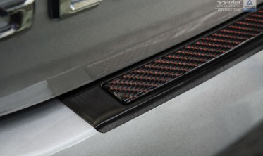 Накладка на бампер с загибом Mercedes GLE C292 черная сталь+carbon red фото