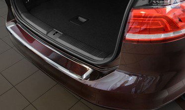 Накладка на бампер із загином Volkswagen Passat B8 Variant (kombi), сталь+carbon red фото
