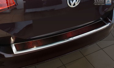 Накладка на бампер із загином Volkswagen Passat B8 Variant (kombi), сталь+carbon red фото