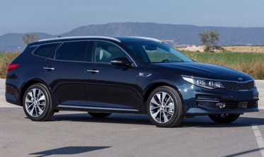 Накладка на бампер с загибом и ребрами Kia Optima IV Combi (черная) фото