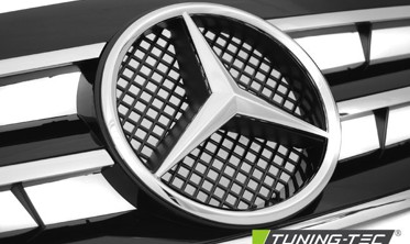 Решетка со звездой Mercedes W203 в стиле CL черно-хромированная фото