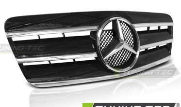 Решітка радіатора MERCEDES CLK W208 у стилі CL чорна з хром смужками фото
