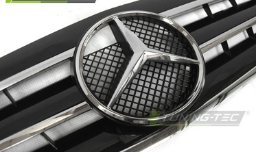 Решетка радиатора MERCEDES CLK W208 в стиле CL черная с хром полосками фото