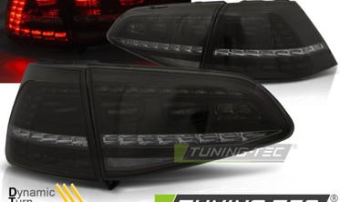 Фонари светодиодные VW Golf 7 в стиле R тонированные (бегающие повороты) фото