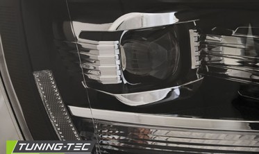Черные передние фары VOLKSWAGEN T6 2015-2019 с дневными ходовыми огнями фото