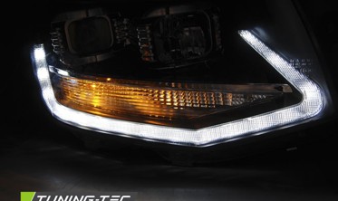 Черные передние фары VOLKSWAGEN T6 2015-2019 с дневными ходовыми огнями фото