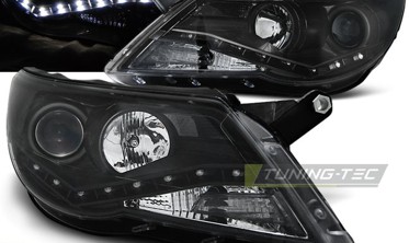 Фари передні VOLKSWAGEN TIGUAN 2007-2011 чорні з діодами фото