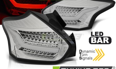 Хром фонари задние светодиодные Ford Focus MK3 Hatchback 15-18 LED BAR  фото