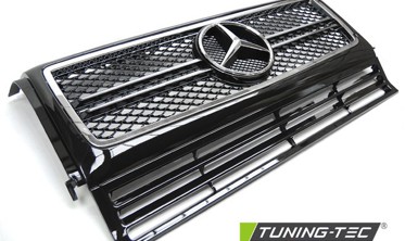 Решітка із зіркою Mercedes W463 C63 в стилі AMG чорна з хром смугою фото