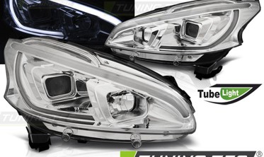 Тюнінгові фари передні PEUGEOT 208 хромовані з ДХО фото
