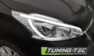 Тюнінгові фари передні PEUGEOT 208 хромовані з ДХО фото