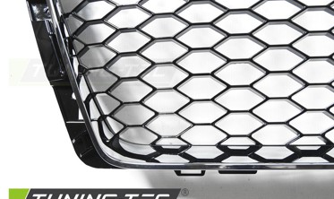 Решетка радиатора AUDI A4 B9 в стиле RS черная глянцевая с хром рамкой фото