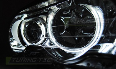 Фары передние BMW E46 C/C хром с ангельскими глазками CCFL фото