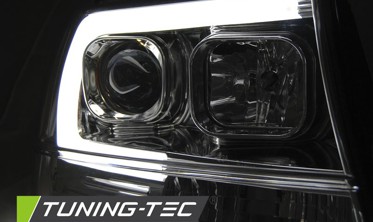 Фары передние Jeep Grand Cherokee WJ с LED габаритами, хром фото